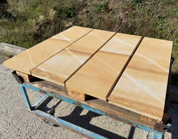 Mauerabdeckung Sandstein beige-braun struktutiert - 100x28x4 cm