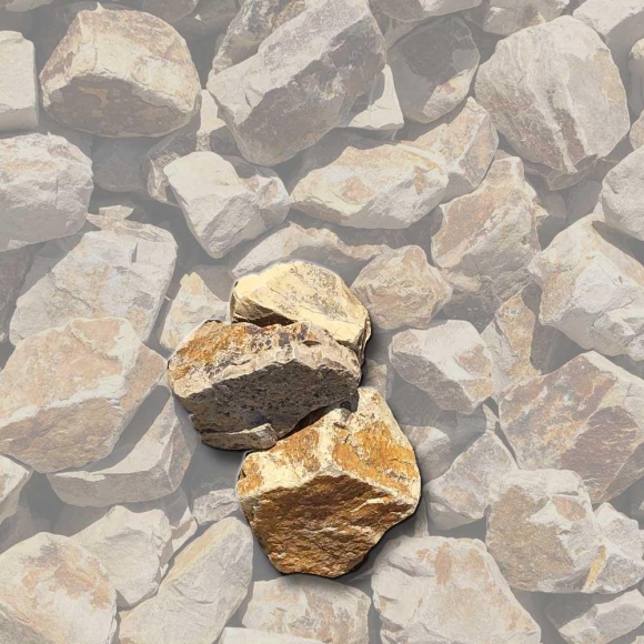 Mustersteine der Gabionenfüllung Dolomit beige-braun