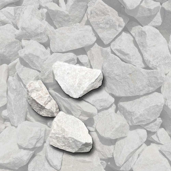 Mustersteine der Gabionenfüllung Marmor weiß