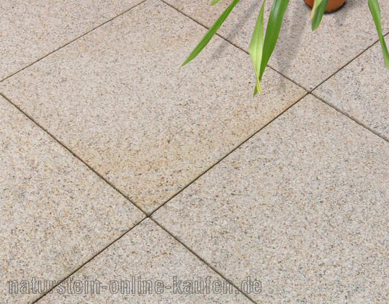 Terrassenplatten Granit gelb (G682), 40 x 40 x 3 cm